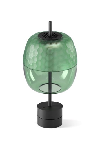 Lampa stołowa ADAMAS mat black-forest green glass - LED 9W 2700K Ra>90 624lm 220-240V AC dimmable Push DIM 23cm - PANZERI