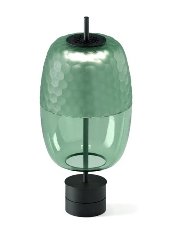 Lampa stołowa ADAMAS mat black-forest green glass - LED 9W 2700K Ra>90 624lm 220-240V AC dimmable Push DIM 33cm - PANZERI